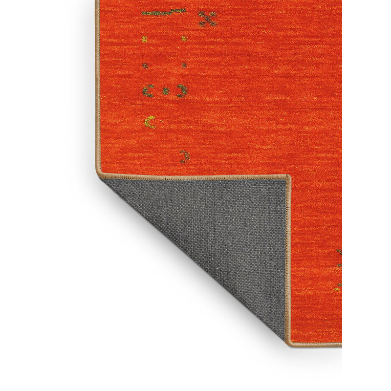 Tapis abstrait en laine / polyester tissé à la machine Gavinn - jaune / brun / rouge, Rectangle 2 pi x 3 pi