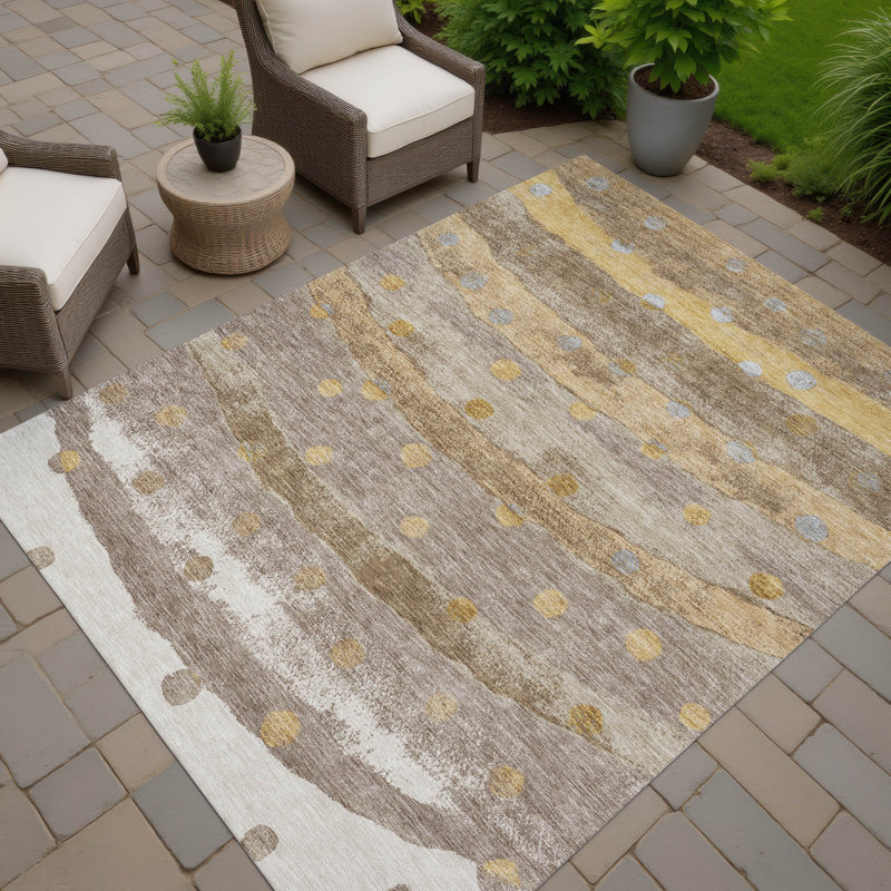 Tapis intérieur / extérieur lavable à la machine Chantille ACN2696, Taupe, 10 pi x 14 pi
