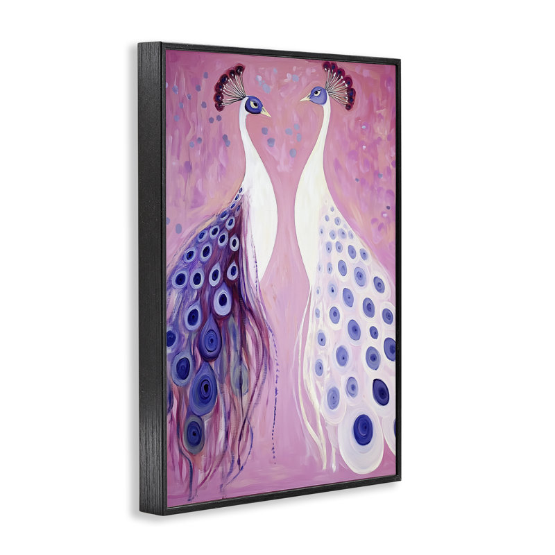 «Feather Coats Peacocks», estampe numérique, conception par Annabelle Hall, H 18 po x l 12 po, Giclée encadrée noir minuit