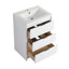 Meuble-lavabo autoportant avec lavabo en résine, armoire de rangement et armoire murale, tiroirs à fermeture en douceur et porte