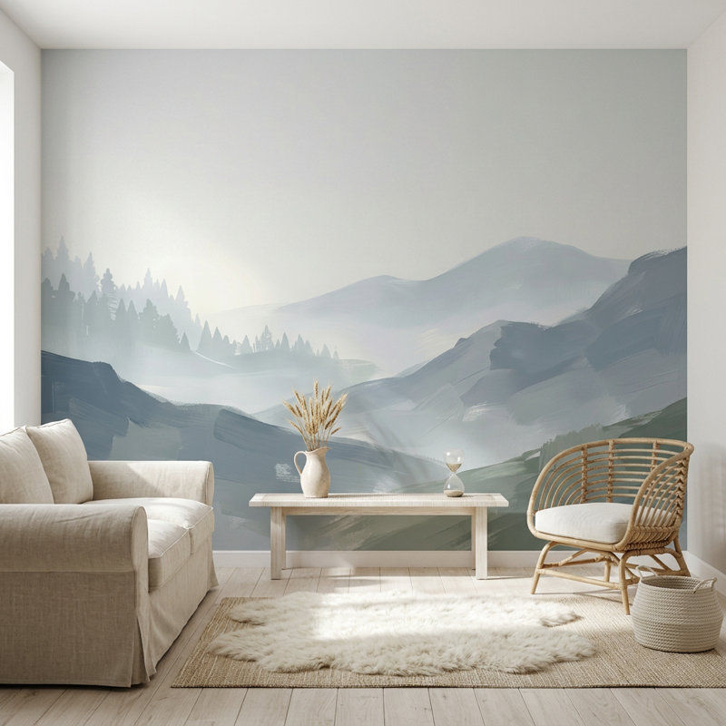 Décoration murale saucisse amovible Misty Mountains, 120 po x 96 po, Peler et coller