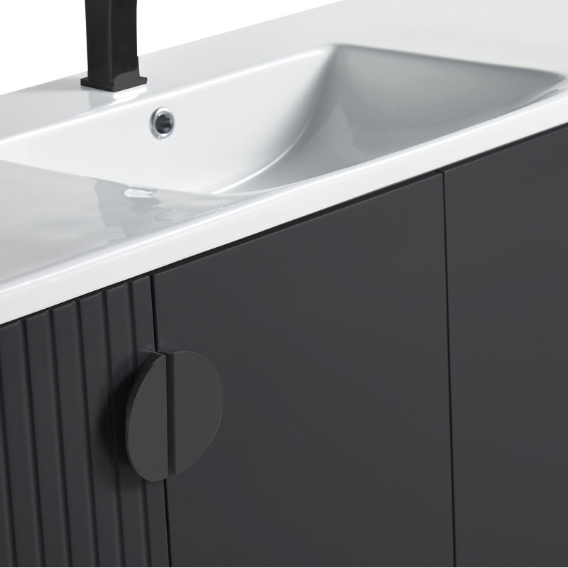 Ensemble de meuble-lavabo simple 48 po Saimah, Noir, Noir