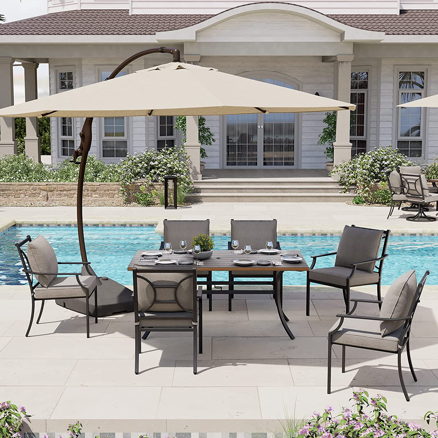 6 seat patio discount dining set with umbrella