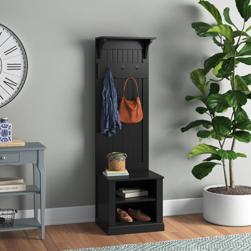Annisten Hall Tree 20.25'' Wide with Bench and Shoe Storage, Black