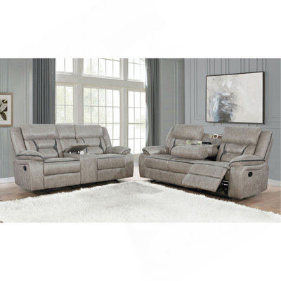 Brazelton Taupe 2-Piece Pillow Top Arm Motion Living Room Set