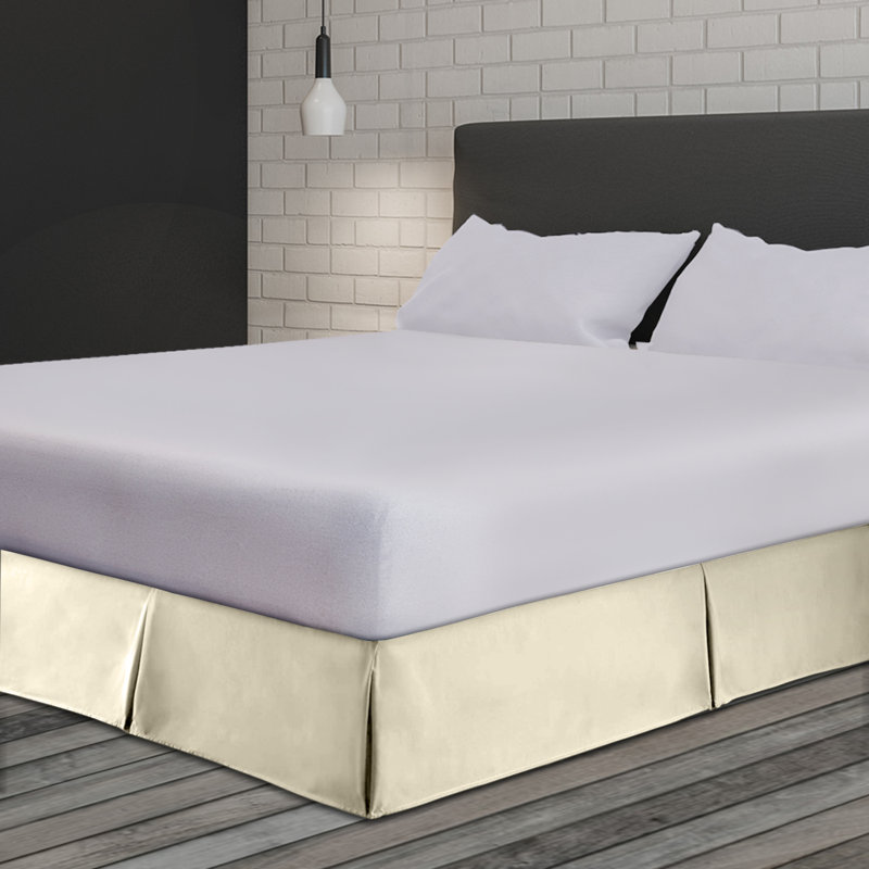 Grey Queen Brushed Microfiber Pleated Bed Skirt with 16 Inch Drop