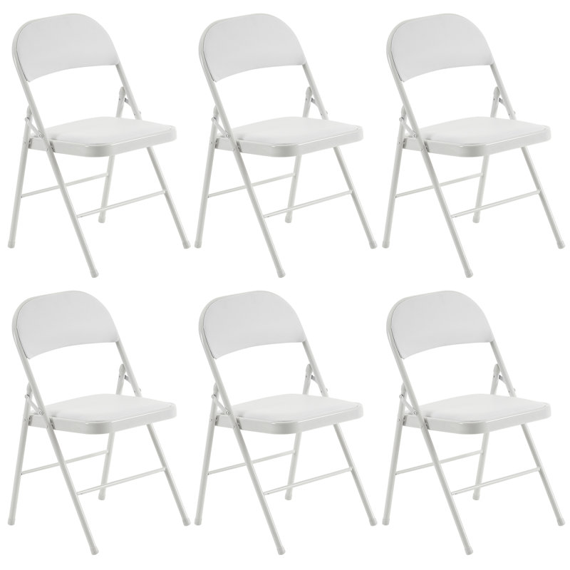 Frankie Vinyl Padded Stackable Folding Chair Set of 6, White
