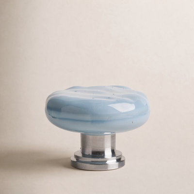 Poignée décorative ronde en verre bleu poudre Glacier de 1 1/4 po de diamètre