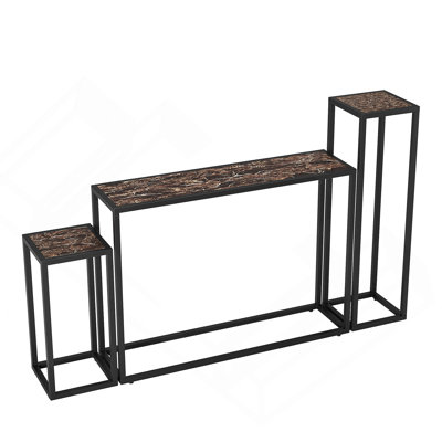 Three-Piece Set Of Narrow Console Tables, Ideal For Entrance Halls, Industrial Corridors, And Living Rooms, Providing Versatile Storage Solutions.