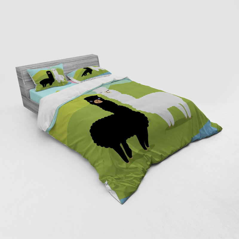 Duvet Cover, Queen Duvet Cover + 3 Additional Pieces, Green/Black