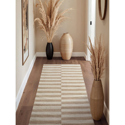 Woolen Rug Vika - Rug, Handwoven & Geometric Design, Stripes Rug for Living Room, Bedroom, Floor
