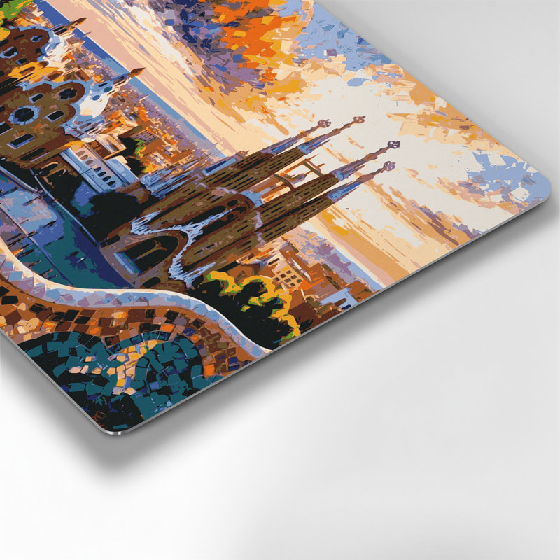 Art mural mauve, villes, Barcelone, Espagne, H 132 po x l 168 po x P 0,05 po