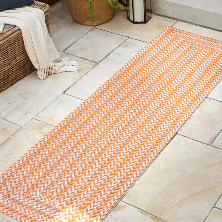 Chevron Modern Concentric Squares Orange/Cream Indoor/Outdoor Rug
