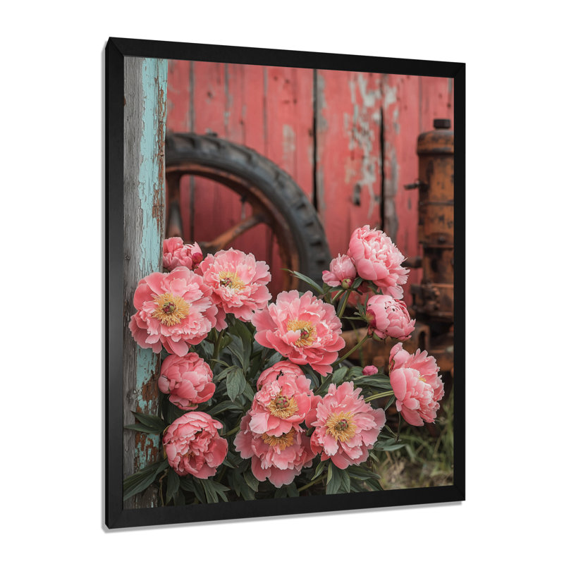 Bletsoe - Floral Canvas Wall Art, Noir, noir, noir, noir, H 20 po x l 12 po, Reproduction encadrée sans passe-partout