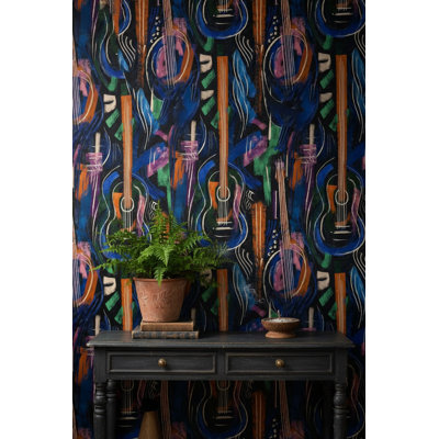 Abstract Guitar Wallpaper Vibrant Modern Wall Mural
