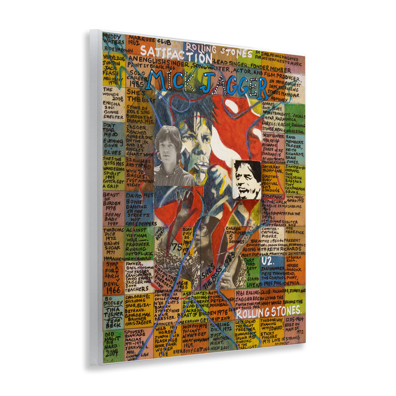 "Mick Jagger", collage sur bois par Sabin