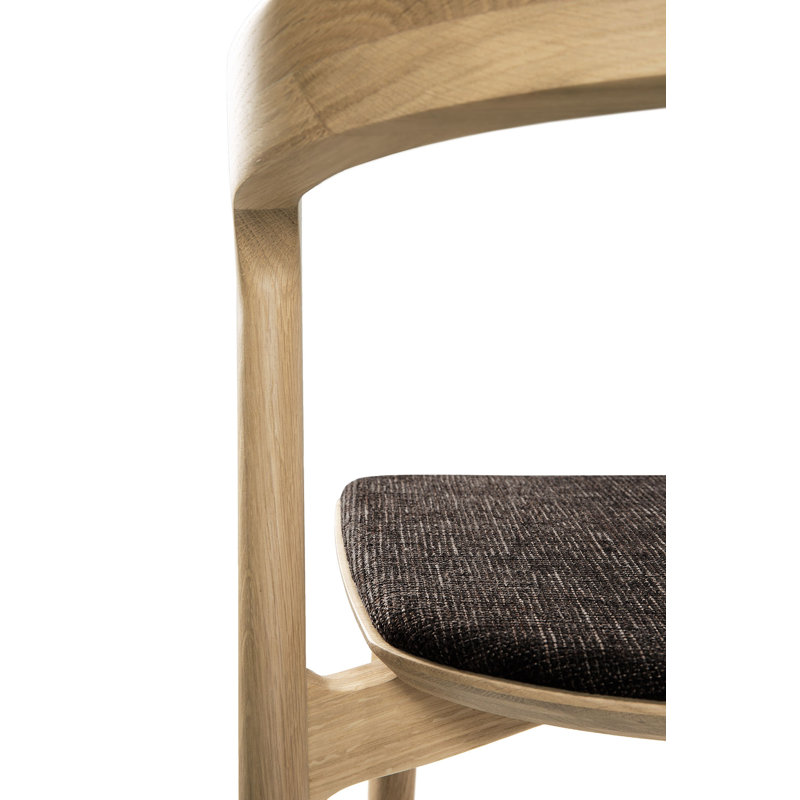 Bok Upholstered Dining Chair, Dark Brown Polyester Blend/Acrylic, Varnished Oak