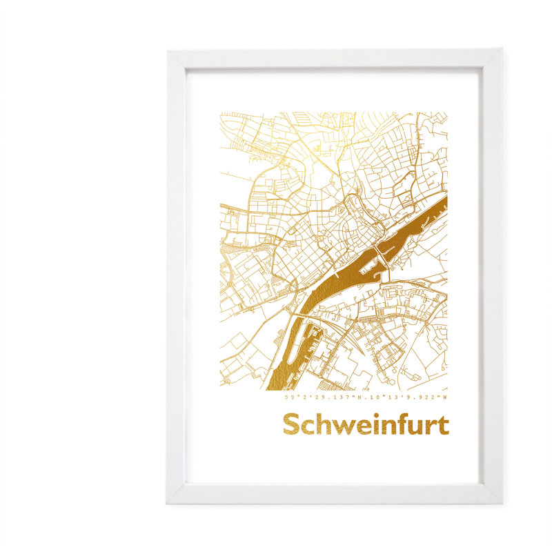 Schweinfurt Map - Single Picture Frame Print, 42.5cm H x 32.5cm W x 3.5cm D