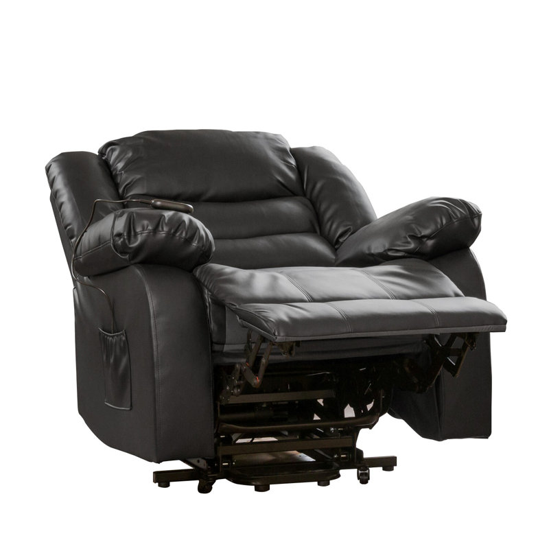 Armeta 96cm Wide Electric Lift-Assist Massage Heat Mobility Recliner Chair, Black