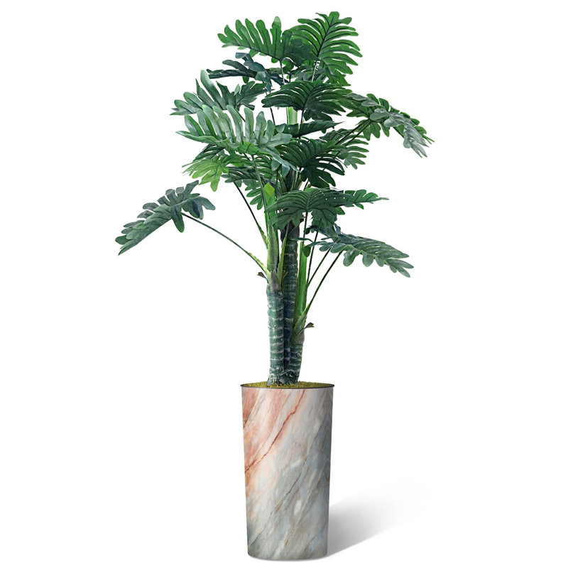 Plantes artificielles artificielles en pot Philodendron artificiel d'intérieur et d'extérieur, Gris clair granite