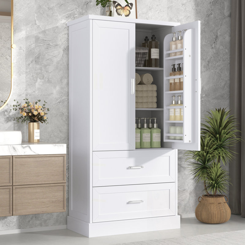 Tall Thornville Cabinet with Two Doors, 2 Drawers and Adjustable Shelf
