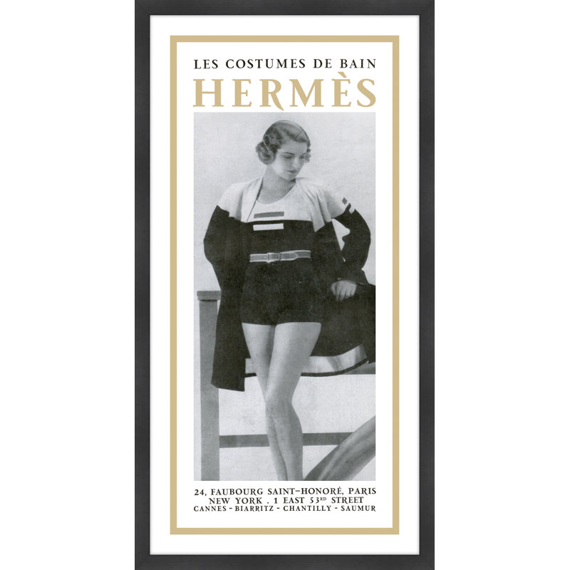 «Les Costumes De Bain Hermes» - Reproduction d'art graphique sur papier encadré