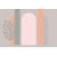 Papier peint minimaliste à motifs géométriques pastel et arches, motif Monstera.-735071295-735072192