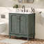 Meuble-lavabo de salle de bain rétro 30 po avec lavabo rectangulaire en céramique, meuble-lavabo avec poignées antiques, meuble de rangement pour la salle de bain avec pieds en bois d'hévéa et tablettes réglables, bleu sarcelle antique (bleu-vert)