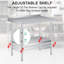 Commercial Stainless Steel Prep Table with Backsplash, Heavy-Duty Work Table with Adjustable Undershelf for Kitchen or Restaurant