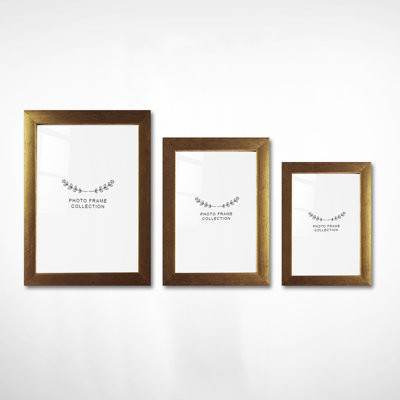 Chiu Elegant Gold Photo Frame Set (3 Pieces) | 4 x 6 in, 5 x 7 in, 6 x 8 in | 100% Durable Plastic with 0.8 in Frame Width | Perfect for Home Décor, Gallery Wall, or Office | Stylish and Lightweight Design