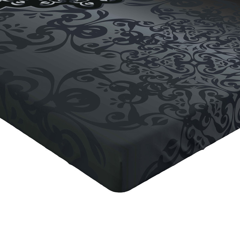 Drap-housse Ambesonne, paquet de 2, Gris pâle / noir / damas brun, Drap-housse de taille très grand