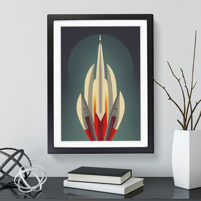An Unbeatable Spaceship Rocket - Wall Art, Black Framed, 34cm H x 25cm W