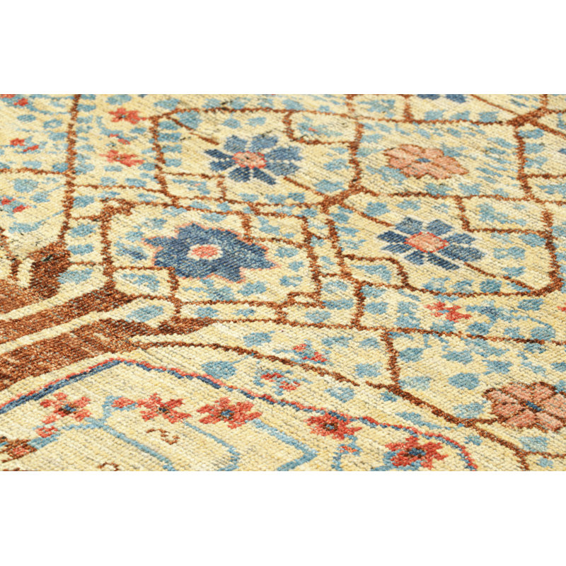 Rug & Kilim’S  Bakhtiari Style Rug In Beige With Colorful Floral Patterns, Rectangle 9' x 12'