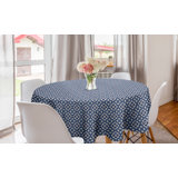 Ambesonne Geometrical Round Tablecloth, Portuguese Spanish Azulejo Mosaic Ornamental Geometric Composition, Circle Table Cloth Cover For Dining Room Kitchen Decoration, 60", Pale Taupe Ceil Blue