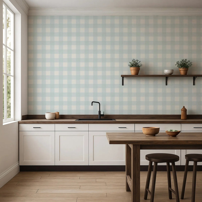 Washed Gingham, Bluebird, Premium Paper
