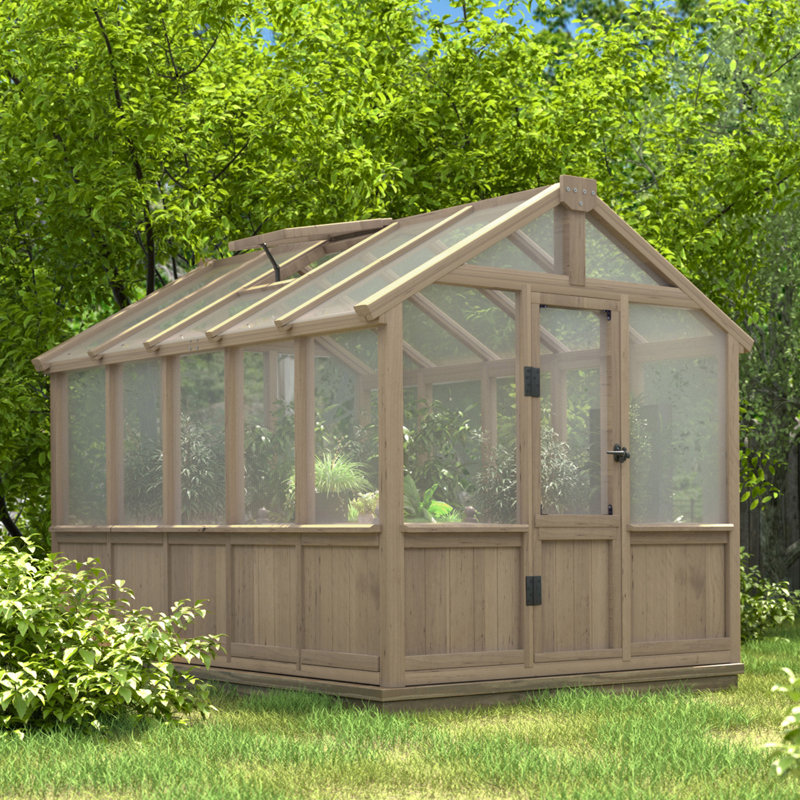 Outdoor Wooden Polycarbonate Greenhouse 6x10Ft, 83.5" H x 74" W x 120" D