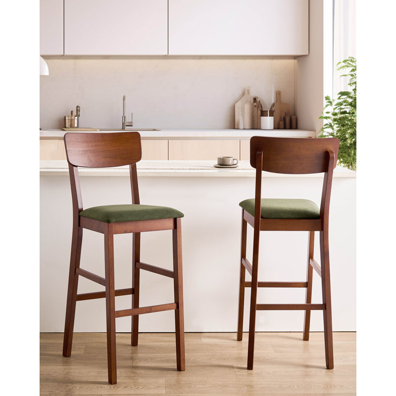 Upholstered Counter Stool, Brown, Green
