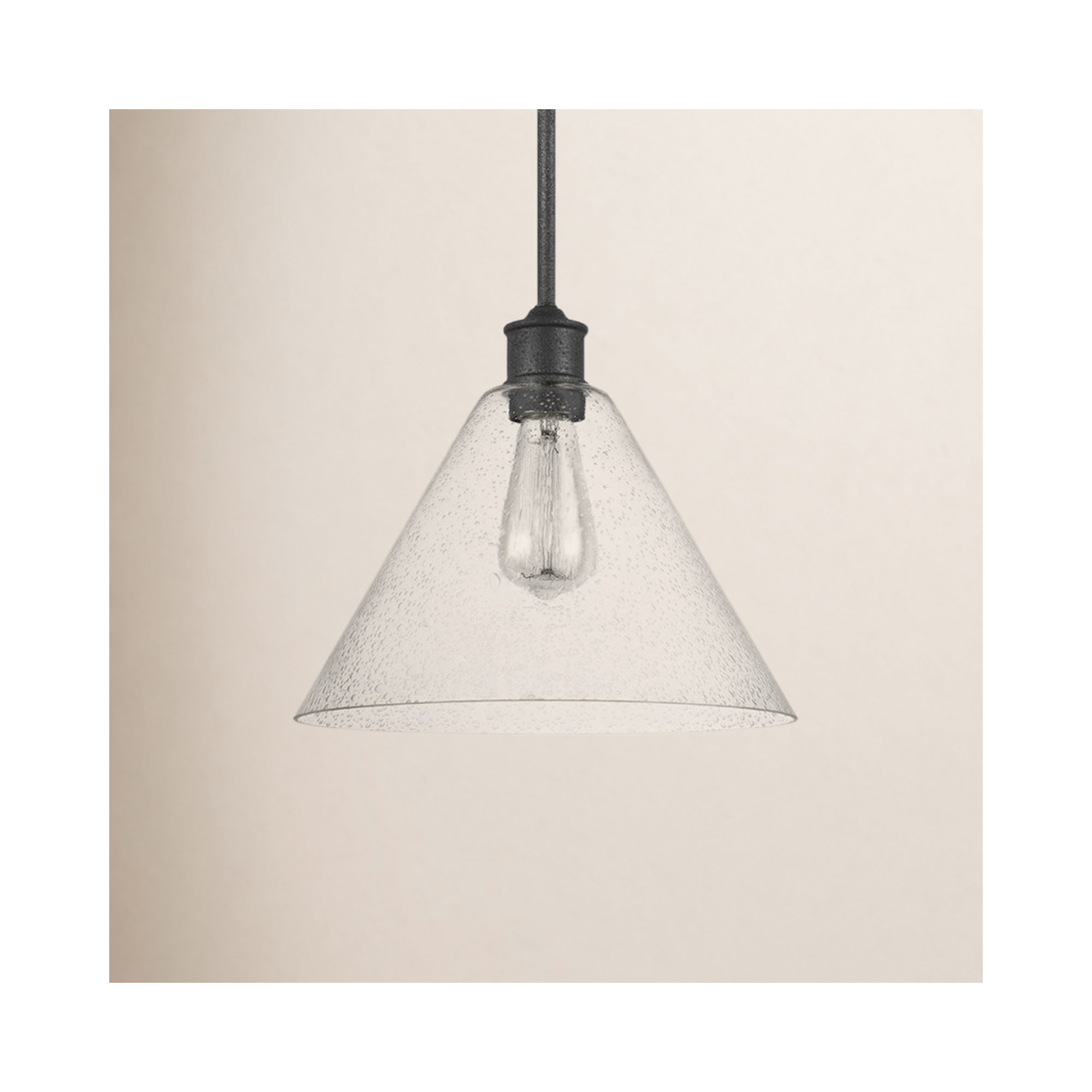 Agnew Single Light Glass Dimmable Pendant, Midnight Black