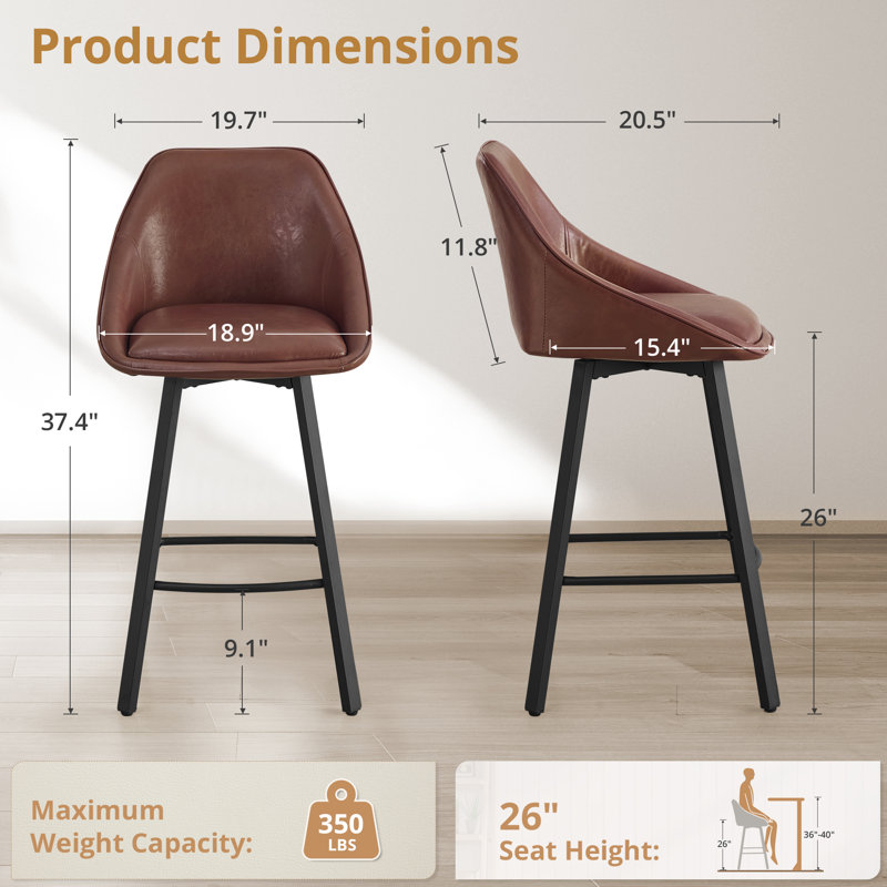 Modern Dining Bartools Stools, Brown