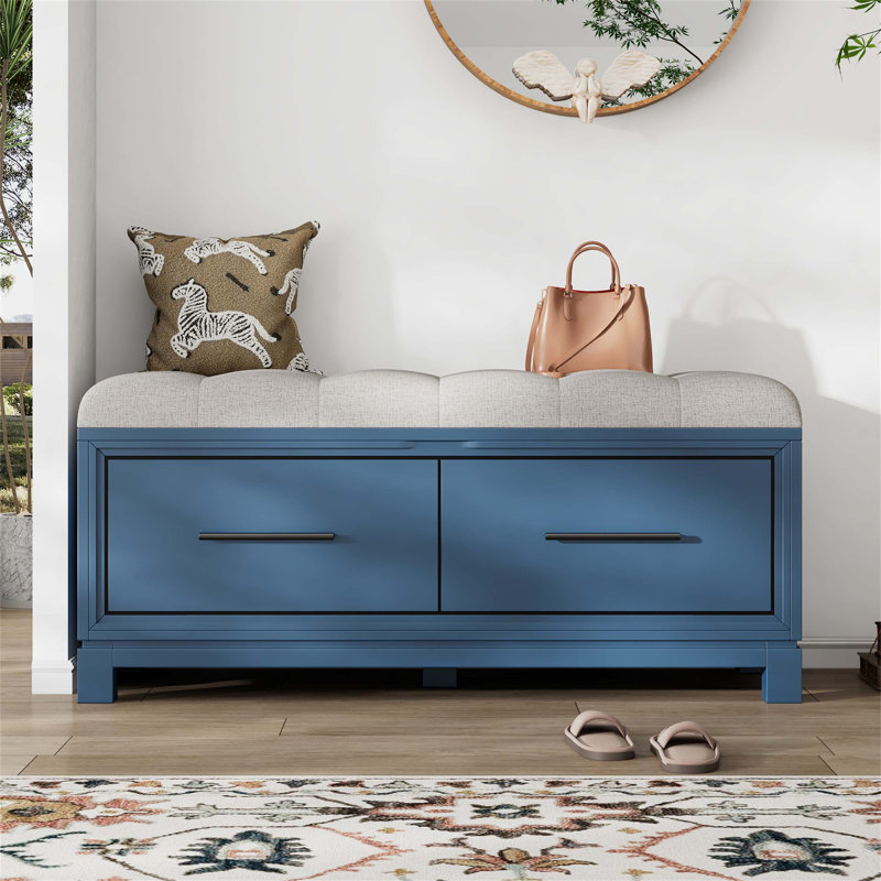 Banc à chaussures polyvalent avec rangement dissimulé et design réfléchi pour diverses pièces, Marine