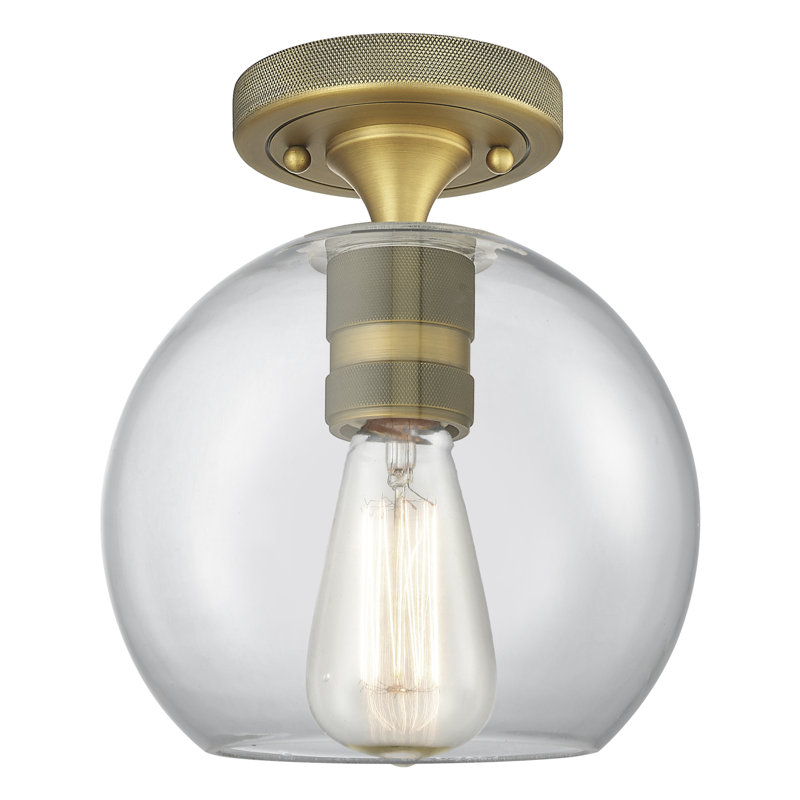 Downtown Urban - Kennedy - 1 Light 8" Athens Flush Mount - - Clear Shade, Brushed Brass