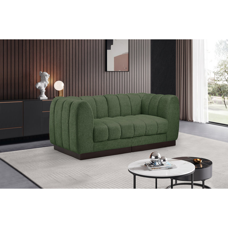 Causeuse rembourrée Quinn, Tissu chenille vert