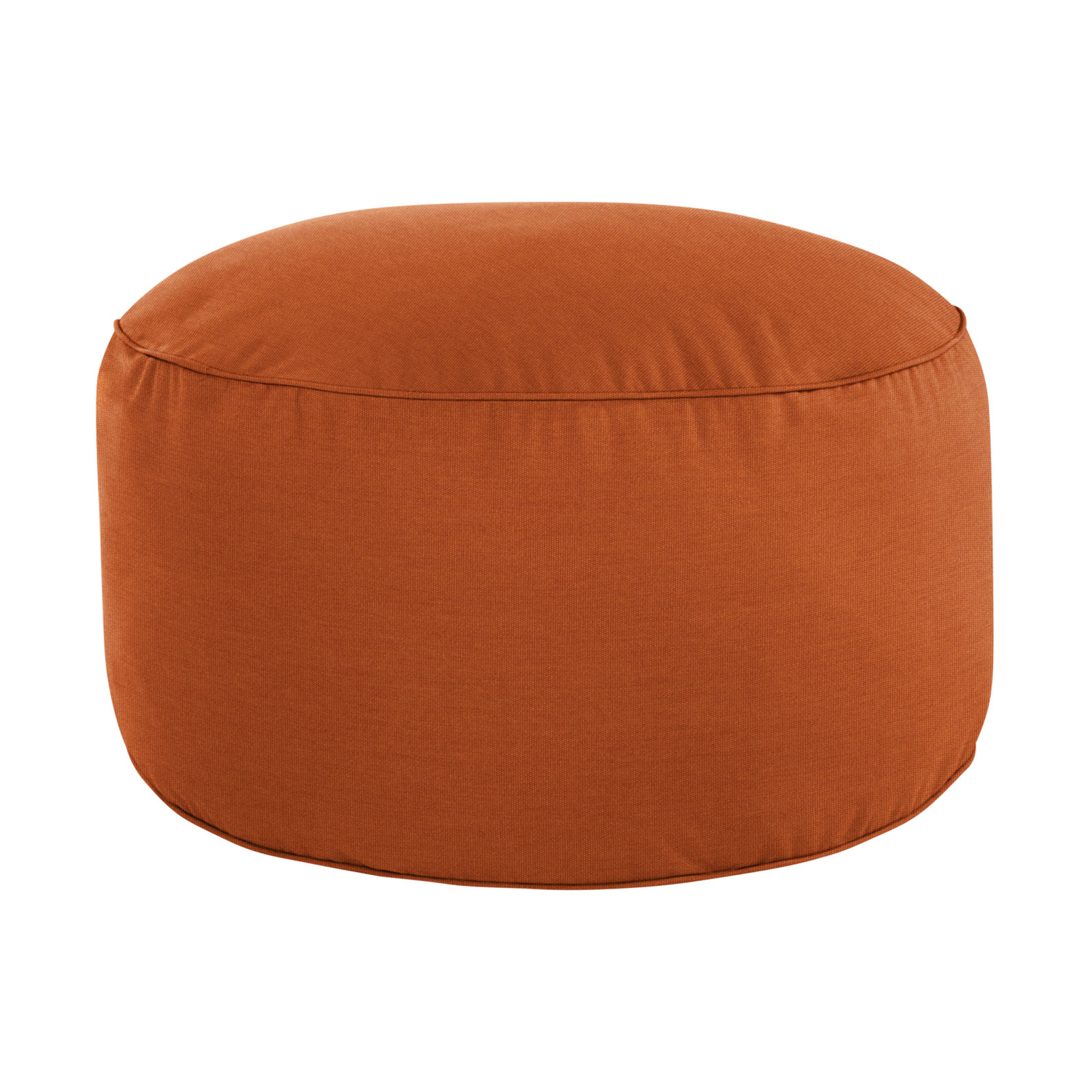 Demi Round Upholstered Outdoor Ottoman with Sunbrella® Cushion, Canvas Rust Sunbrella® Canvas