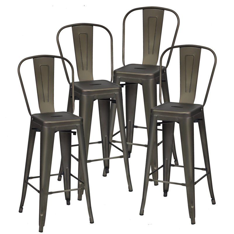 Antes Bar Stool with Steel Frame, Dark Green