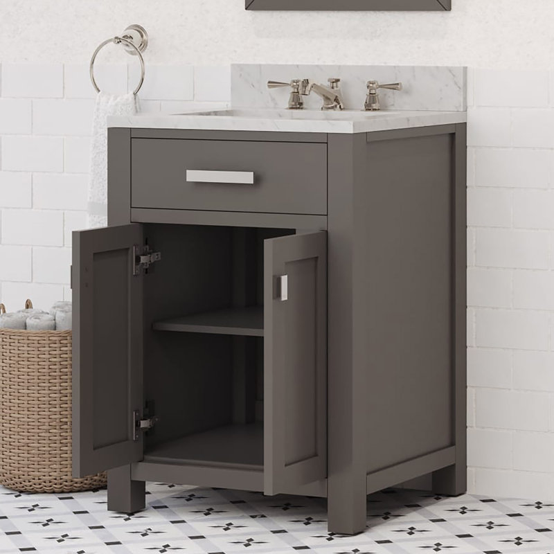 Ensemble de meuble-lavabo simple 24 po Minnetrista, Gris cachemire, Chrome chrome