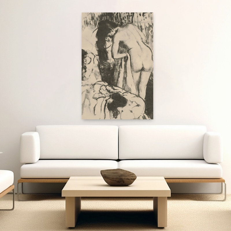 Femme nue debout, s'essuyant, vers 1891-1892. Estampe d'art mural abstraite contemporaine., H 60 po x l 40 po