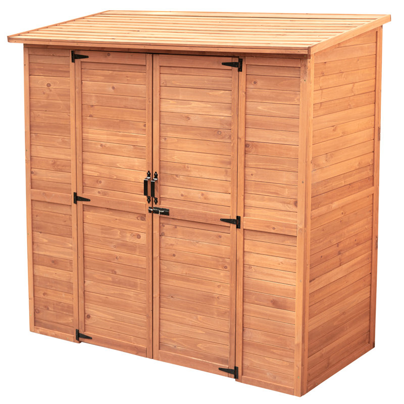 Leisure Season 6 ft. Medium Brown Solid Wood Outdoor Storage Shed with Shelving