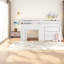 Lit mezzanine simple peu encombrant avec fabrication en bois massif, polyvalence moderne pour la maison