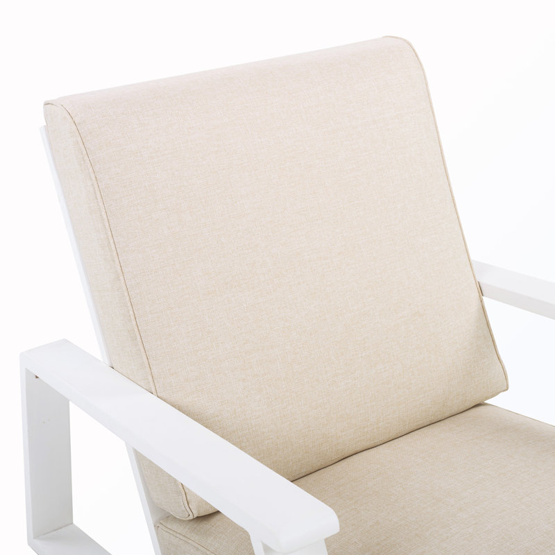 Chaise longue de patio avec coussin, Blanc