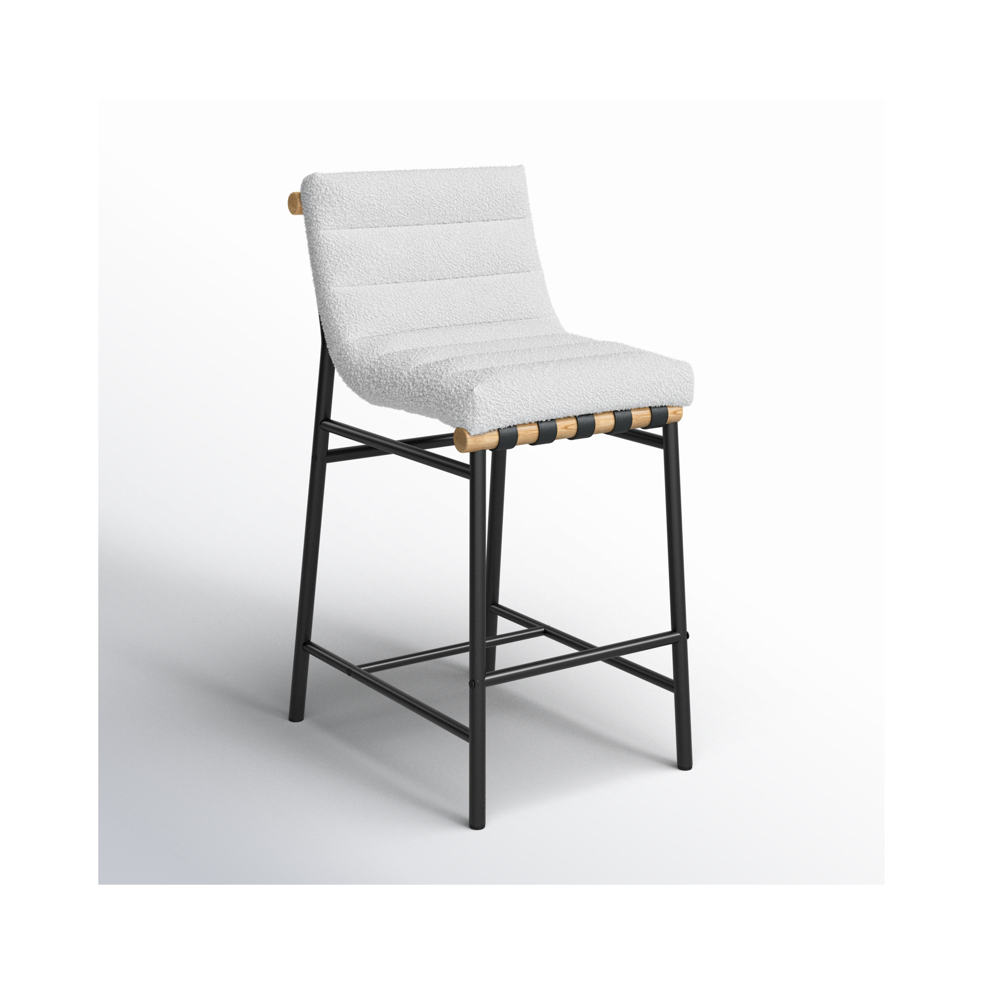 Vincentas Counter Stool, Counter Stool (26.4" Seat Height), Cream Boucle